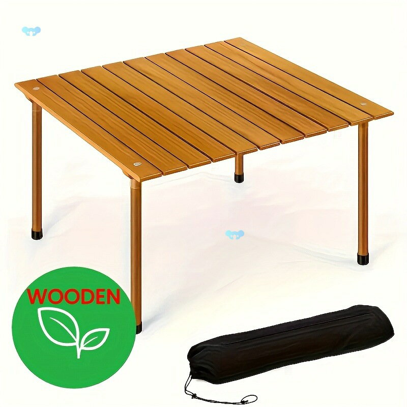 Portable Camping Table, Roll Up Wooden Folding Beach Table