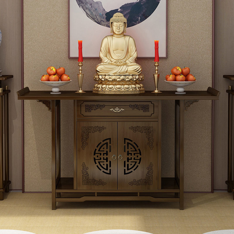 免運 可開發票 神臺 供桌神臺家用經濟型佛龕客廳實木觀音財神供奉桌新中式香案玄關-