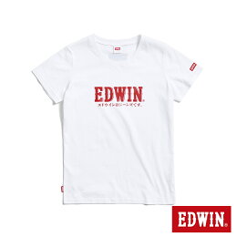 EDWIN 小火車復古LOGO短袖T恤-女款 米白色