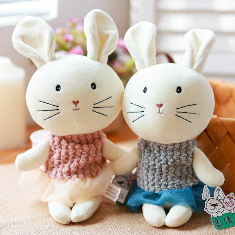 小兔子毛絨玩具女孩抱著睡覺玩偶小白兔兔公仔布娃娃小號生日禮物