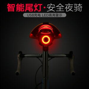 山地自行車智能感應剎車燈usb充電防水公路車夜騎警示燈騎行裝備