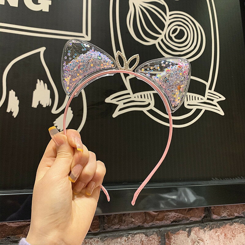 韓國網紅亮片貓耳朵發箍女新款兒童節日皇冠頭箍可愛韓版發卡發飾 8