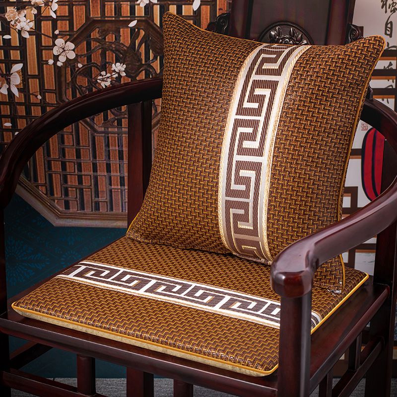 中式椅子涼席墊防滑夏季紅木沙發坐墊屁墊透氣海綿墊餐椅圈椅座墊