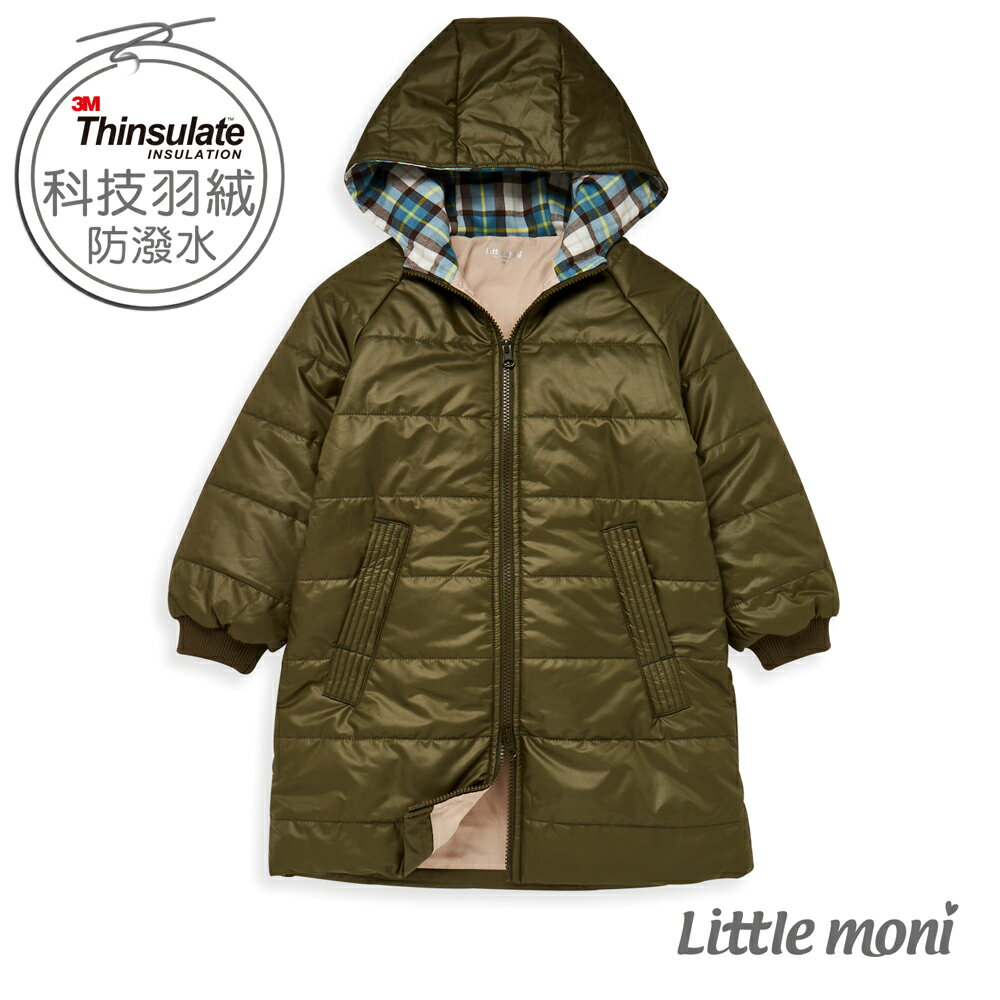 Little moni 3M科技羽絨保暖長版外套-軍綠