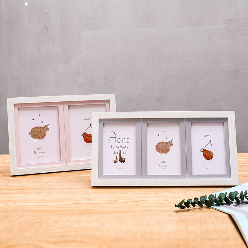 創意韓版連體相框擺臺婚紗照寶寶影樓掛墻6寸7寸照片組合文藝像框
