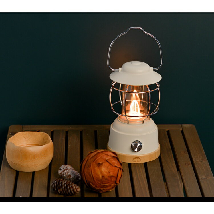 【MRK】秋野地 勇武 米黃色 戶外休閒露營燈 露營燈 燭燈 瓦斯燈 復古燈 LED充電式 鋰電 QYD21957 4