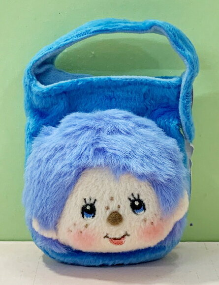 【震撼精品百貨】monchhichi 夢奇奇 手機袋/置物袋 絨毛藍頭#24833 震撼日式精品百貨