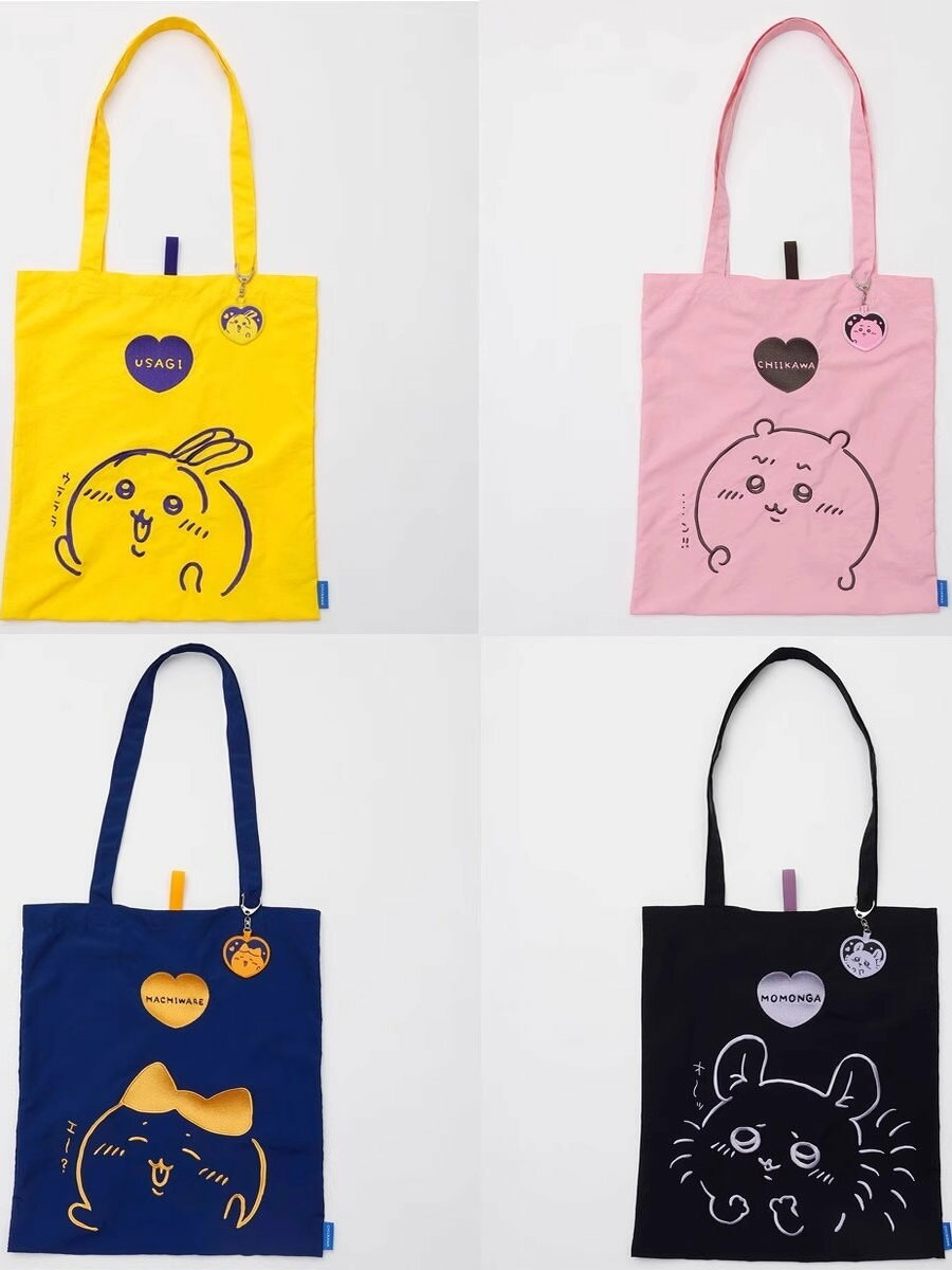 日本chiikawa吉伊卡哇刺繡帆布包卡通小八烏薩奇手提單肩包補課包