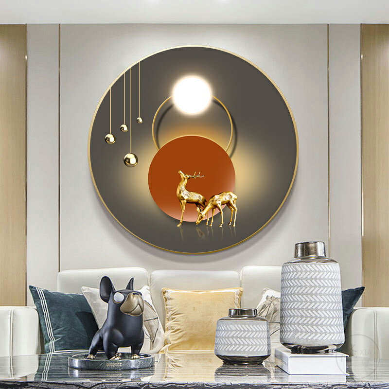 5d鉆石畫滿鉆2021新款客廳招財麋鹿臥室鉆石貼十字繡圓形餐廳輕奢