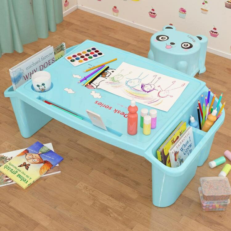 ~寶寶塑料床上小書桌幼兒學生寫字學習桌兒童多功能玩具吃飯小桌子 全館免運