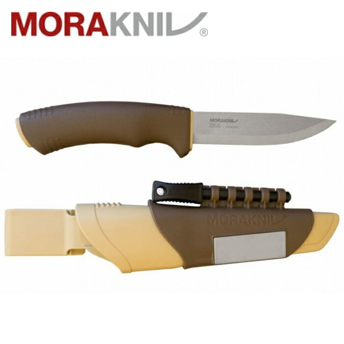 MORAKNIV 不鏽鋼野外求生軍用直刀/露營小刀 內建打火石/磨刀石 Bushcraft Survival 13033 沙漠 瑞典製