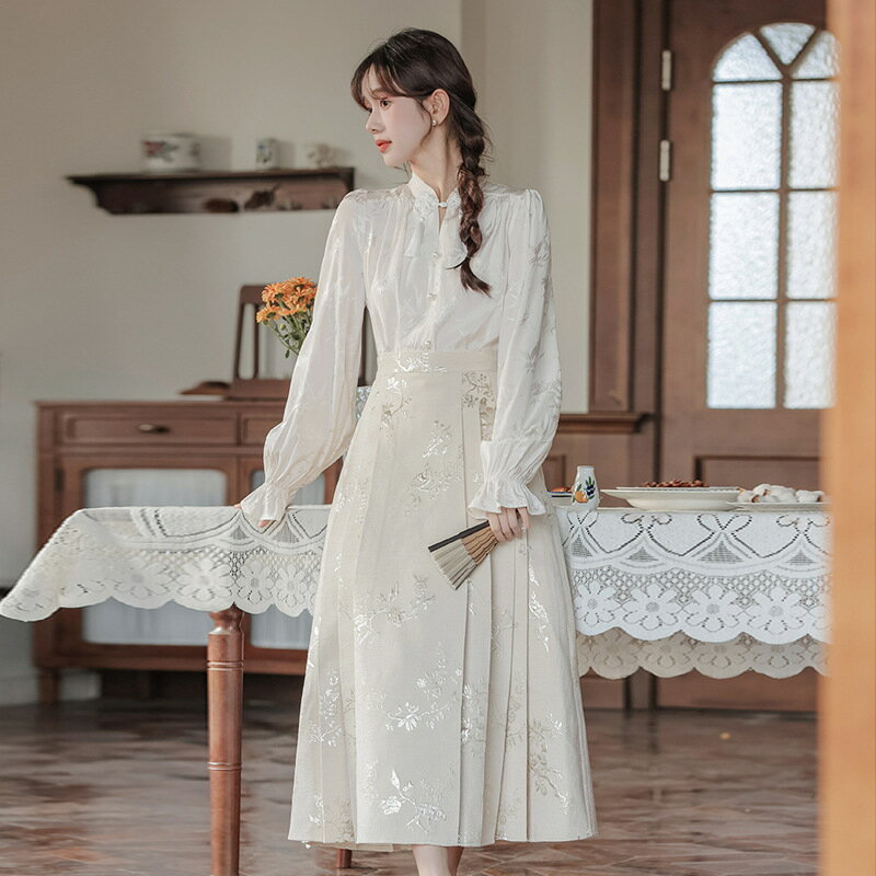 【巴黎精品】現貨+預購 中式套裝兩件式裙裝-中國風甜美可愛簡約馬面裙漢服女裝v1be45