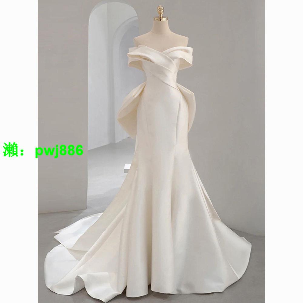 高級感輕婚紗2024新款結婚出門紗法式超仙魚尾禮服裙新娘迎賓禮服
