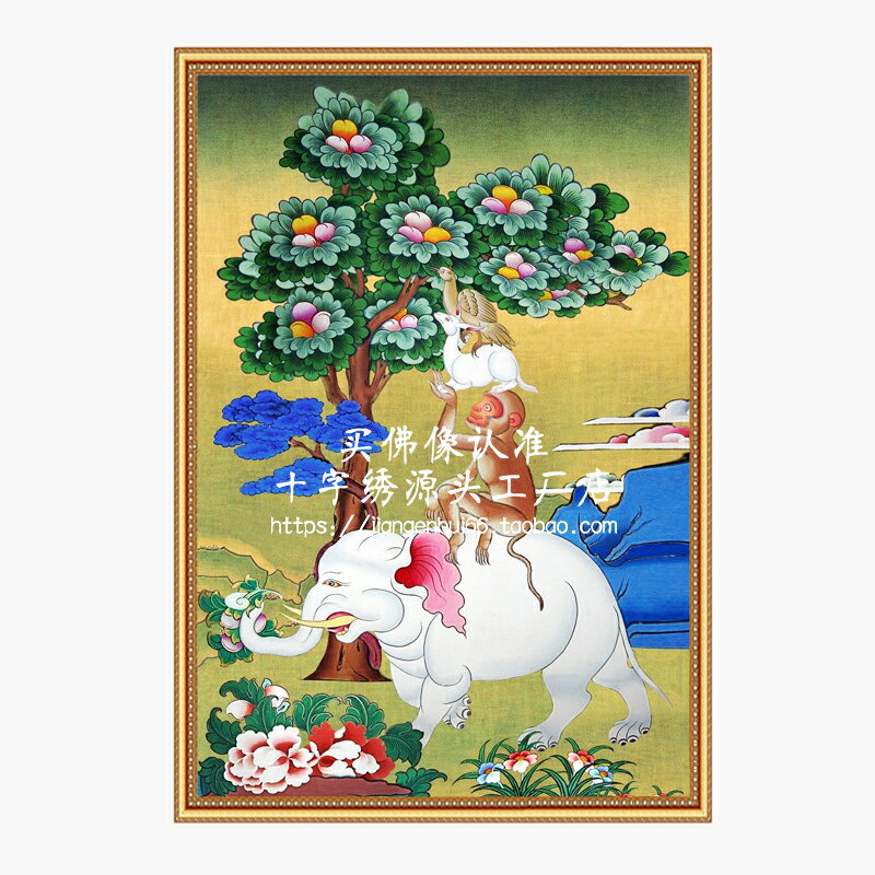 十字繡吉祥四瑞圖和睦四獸新款線繡藏傳佛教點貼滿磚5D鉆石畫