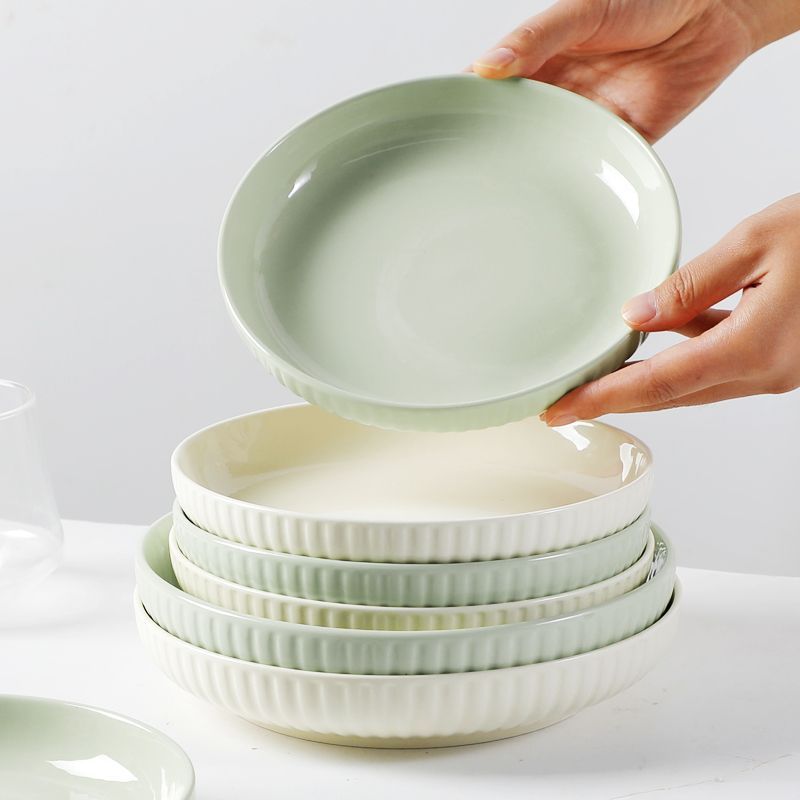 法式奶油風陶瓷盤子家用小清新簡約餐具2023新款高顏值湯盤水果盤