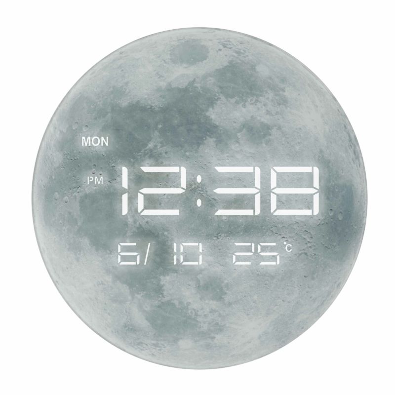 日本代購 MAG W-794 月亮 電子鐘 LED 時鐘 掛鐘 掛置兩用 數位 電子曆 萬年曆 溫度計 月球 月面