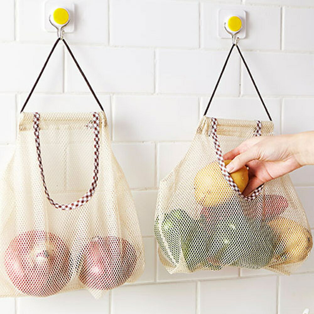 ✤宜家✤創意可掛式蔬果收納網袋 便攜式手提多功能鏤空透氣掛袋 廚房 衛浴 收納袋