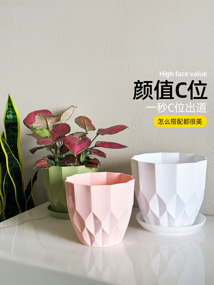 【滿299出貨】樹脂花盆輕奢高階感加厚耐用塑膠蝴蝶蘭專用綠籮多肉精緻小盆家用
