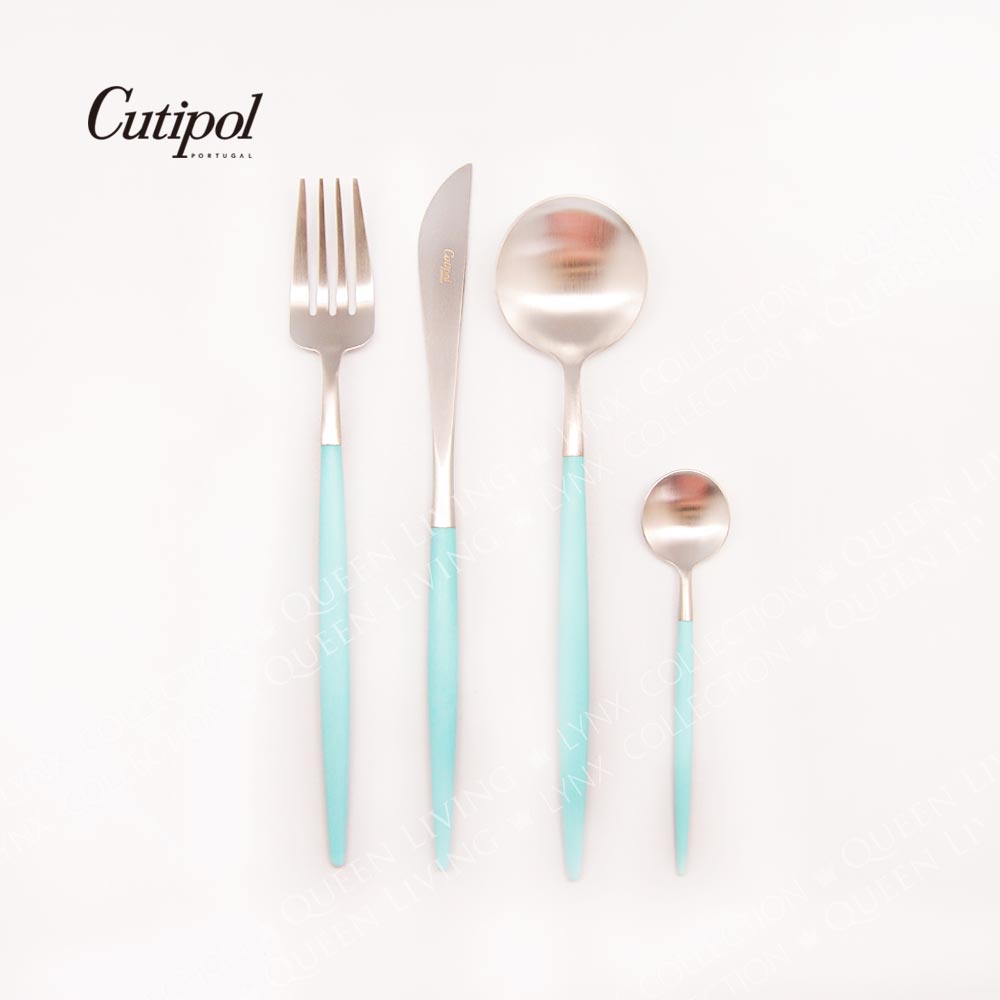 葡萄牙 Cutipol GOA系列個人餐具4件組-主餐刀+叉+匙+咖啡匙 (蒂芬妮銀)