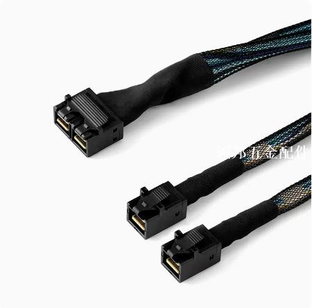 樂擴 SFF-8643 8I 一分二SFF8643 4I資料延長線 硬盤線 直頭 50CM[領邦五金配件]