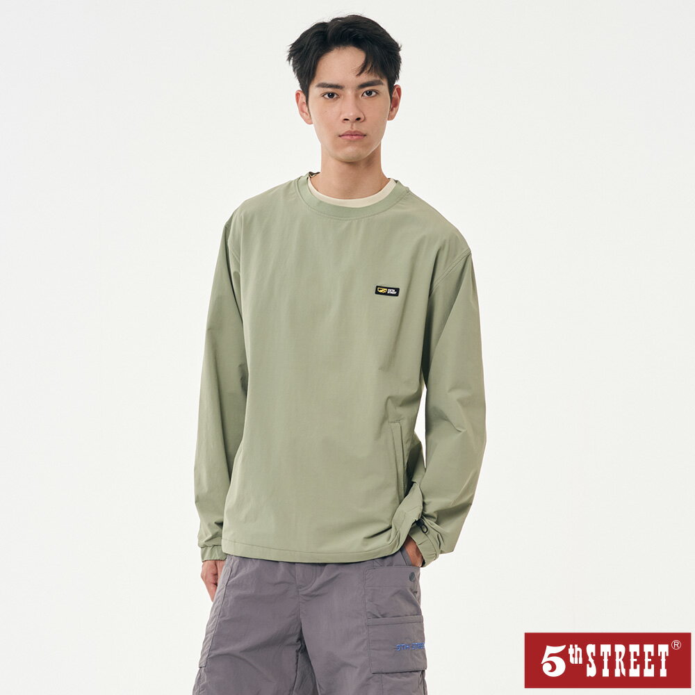 中性款 長袖 t恤 長袖上衣 薄長T 綠色 (560957)【5th STREET】【APP下單享4%回饋】