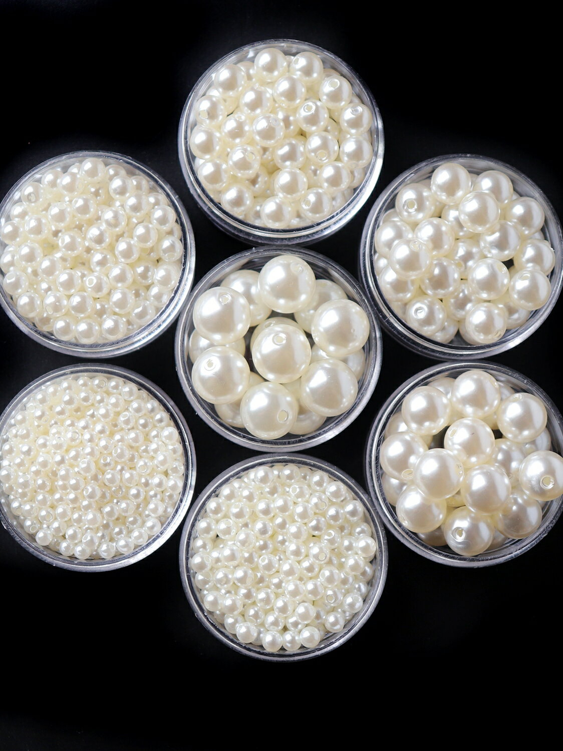 DIY手工材料3-40mm有孔米白色珠子串珠飾品配件abs仿珍珠散珠模擬