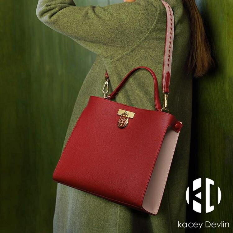 水桶包 包包女大容量撞色百搭單肩斜挎包手提包交換禮物