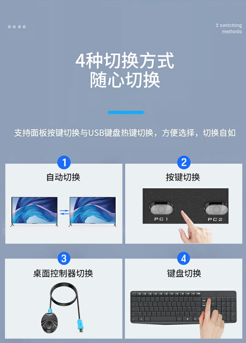 邁拓維矩MT-PK201 KVM切換器2口DP電腦顯示器USB鍵鼠自動共享打印機2進1出二合一支持熱鍵切換4k/60hz 8