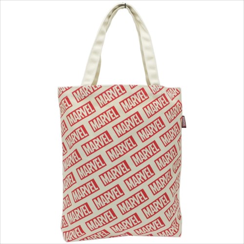 MARVEL英文亂花 帆布 手提袋(H38×W36×D7cm) 購物袋 帆布袋 日貨 正版授權J00012652