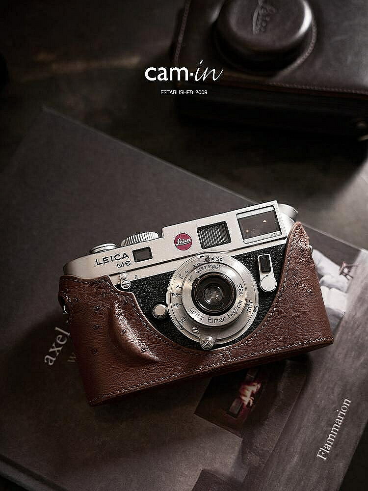 cam-in適用徠卡Leica M6/M3/M4/MP鴕鳥皮真牛皮相機保護皮套底座