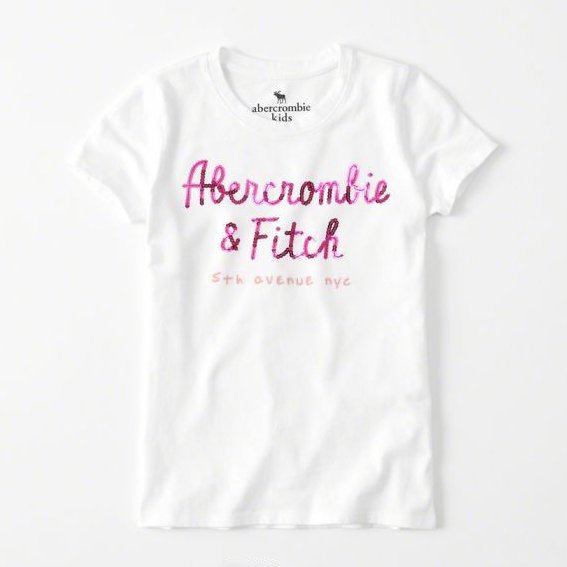 美國百分百【Abercrombie & Fitch】T恤 AF 短袖 T-shirt 短T 麋鹿 女 亮片白色 XS S號 H970