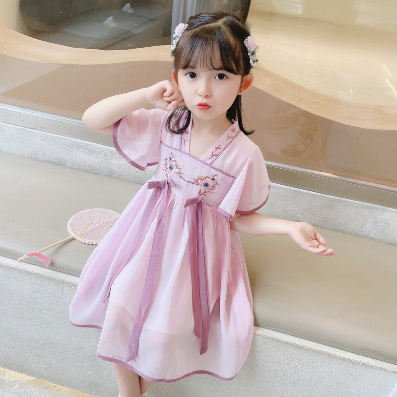 女童夏裝連衣裙2022新款女寶寶中國風兒童裝洋氣小童夏季漢服裙子