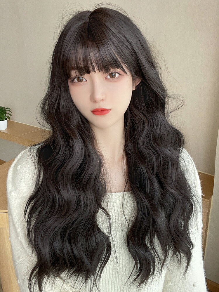 羊毛卷發型假發女 全頭套式大波浪中長卷發假發套蓬鬆自然長發套