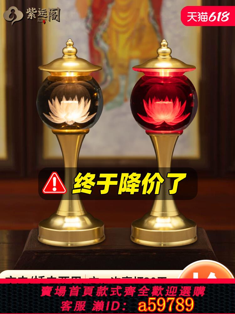 【臺灣公司 可打統編】新款水晶蓮花燈菩薩財神燈充電led佛臺前供佛燈長明燈家用神臺燈