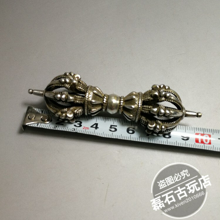 藏傳佛教用品密宗法器九股金剛杵尼泊爾手工純銅鍍銀西藏降魔杵| 協貿