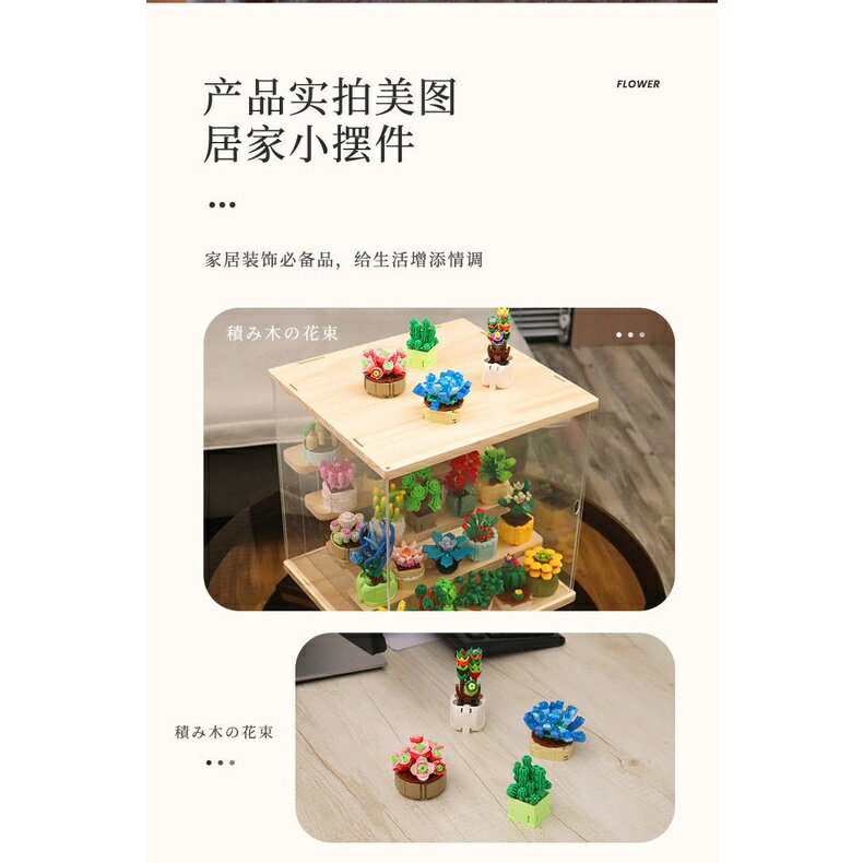 多肉植物積木 小顆粒拼裝玩具 積木玩具 臥室裝飾 兒童積木 幼兒園玩具 兒童禮物 盲盒『蓁澄媽好物』兼容樂高 6