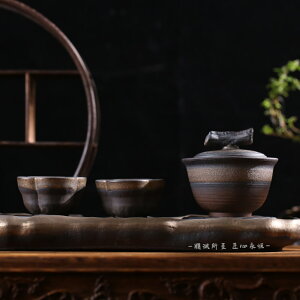 所至 陶瓷功夫茶具套裝 蓋碗分茶器 高端品質家用茶杯 茶盤 茶杯