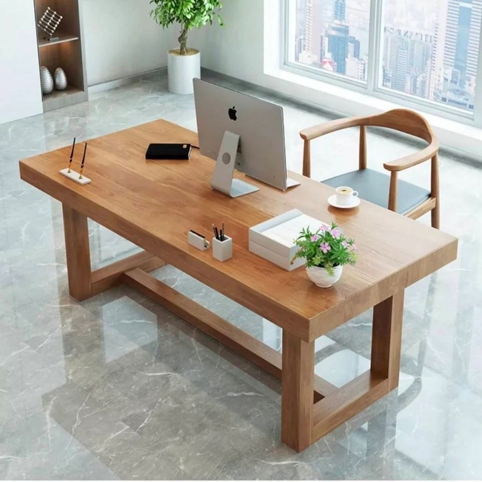 全實木電腦臺式書桌簡約現代家用臥室寫字學習桌歐式辦公會議桌