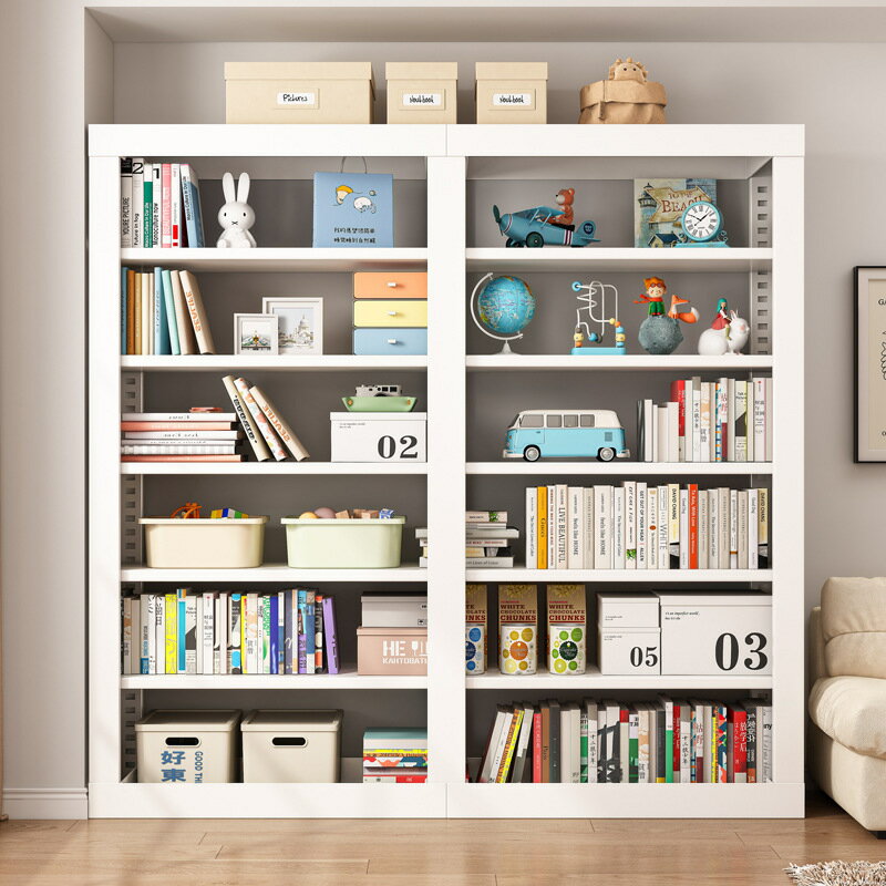 置物櫃 置物架 圖書館書架落地家用現代簡約書本收納客廳置物架鋼制簡易書