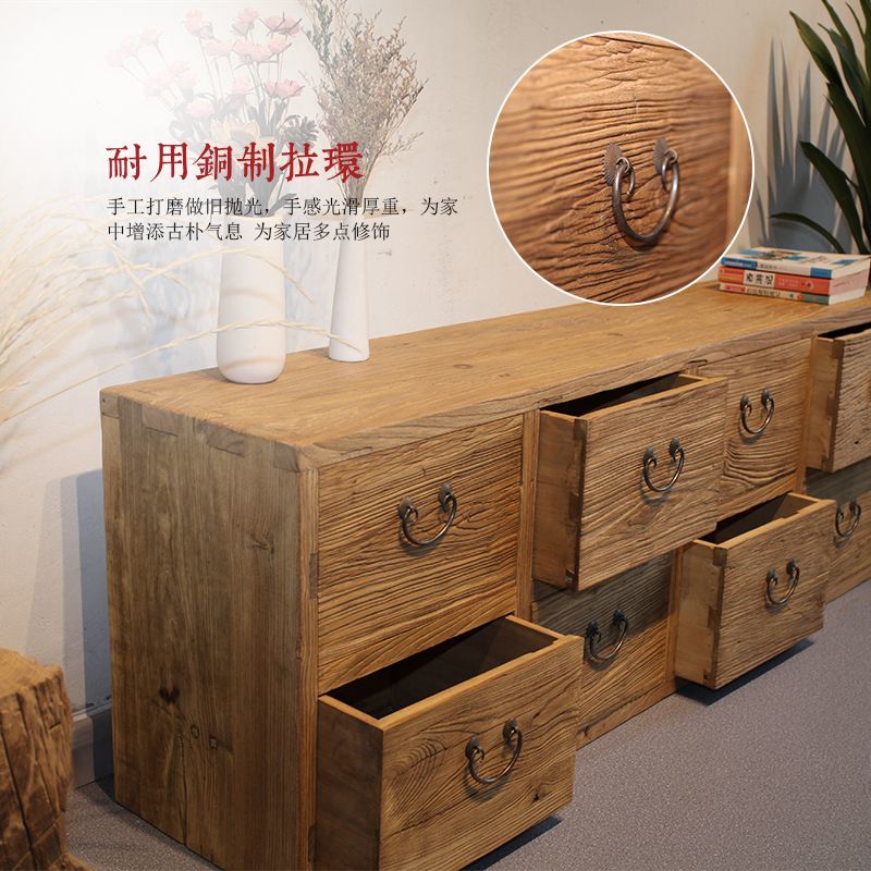 爆殺同行！免運 實木櫃 收納櫃 書櫃 邊櫃 餐邊櫃 儲物櫃 老榆木鬥櫃實木家具八斗櫃玄關櫃復古中式儲物收納櫃餐邊櫃臺邊櫃 八折下殺 特價出 可開發票