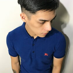 美國百分百【全新真品】Burberry 短袖 polo衫 素面 上衣 戰馬 logo 英倫 精品 寶藍色 S號 J696