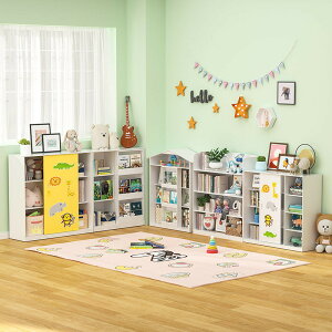 兒童書架鋼制落地靠墻矮書柜家用圖書館鐵藝繪本玩具收納置物架