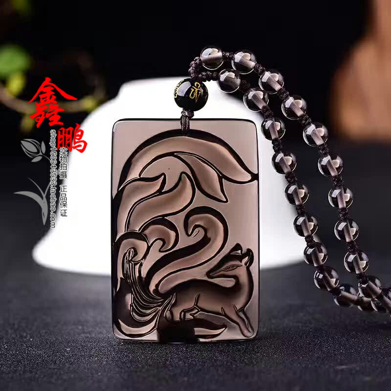 黑曜石增合奇緣九尾狐貍 催緣增緣黑狐佳緣靈狐吊墜男女款 2