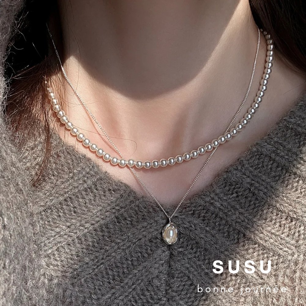 SU SU︱珍珠貝殼項鍊❤️日韓 明星 熱銷 925純銀 防過敏 珍珠 飾品 耳環 項鍊 手鍊 穿搭 百搭 時尚 4