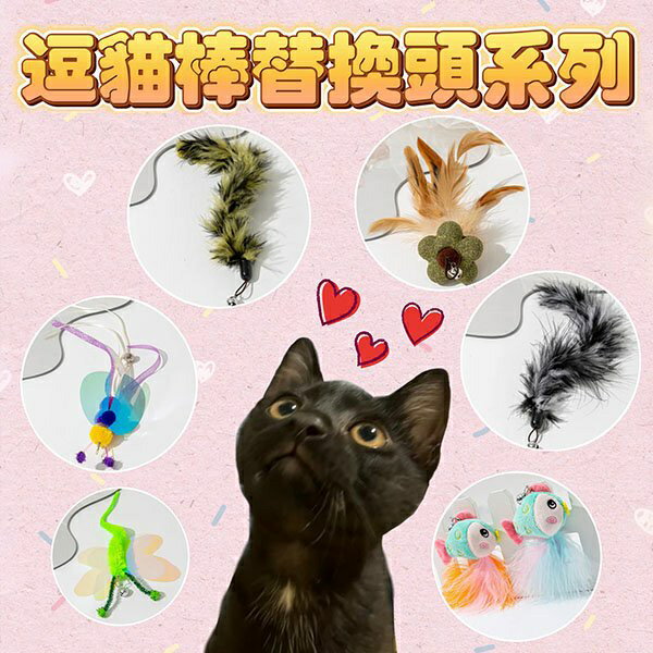 『台灣x現貨秒出』逗貓棒替換頭系列 替換頭 逗貓 羽毛逗貓 貓咪玩具 貓玩具 寵物玩具