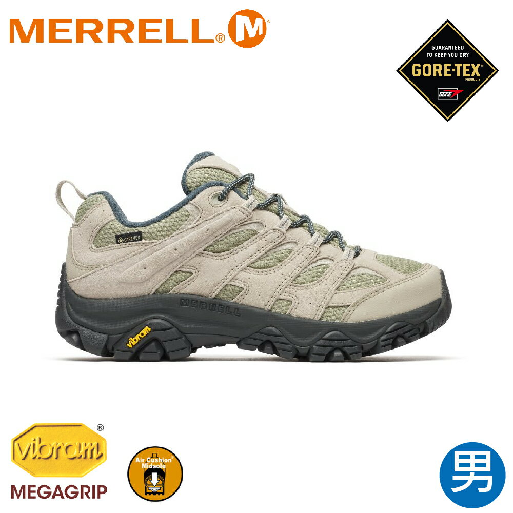 【MERRELL 美國 男 MOAB 3 GORE-TEX防水登山鞋《淺綠》】 ML066071/越野鞋/戶外鞋/健行鞋