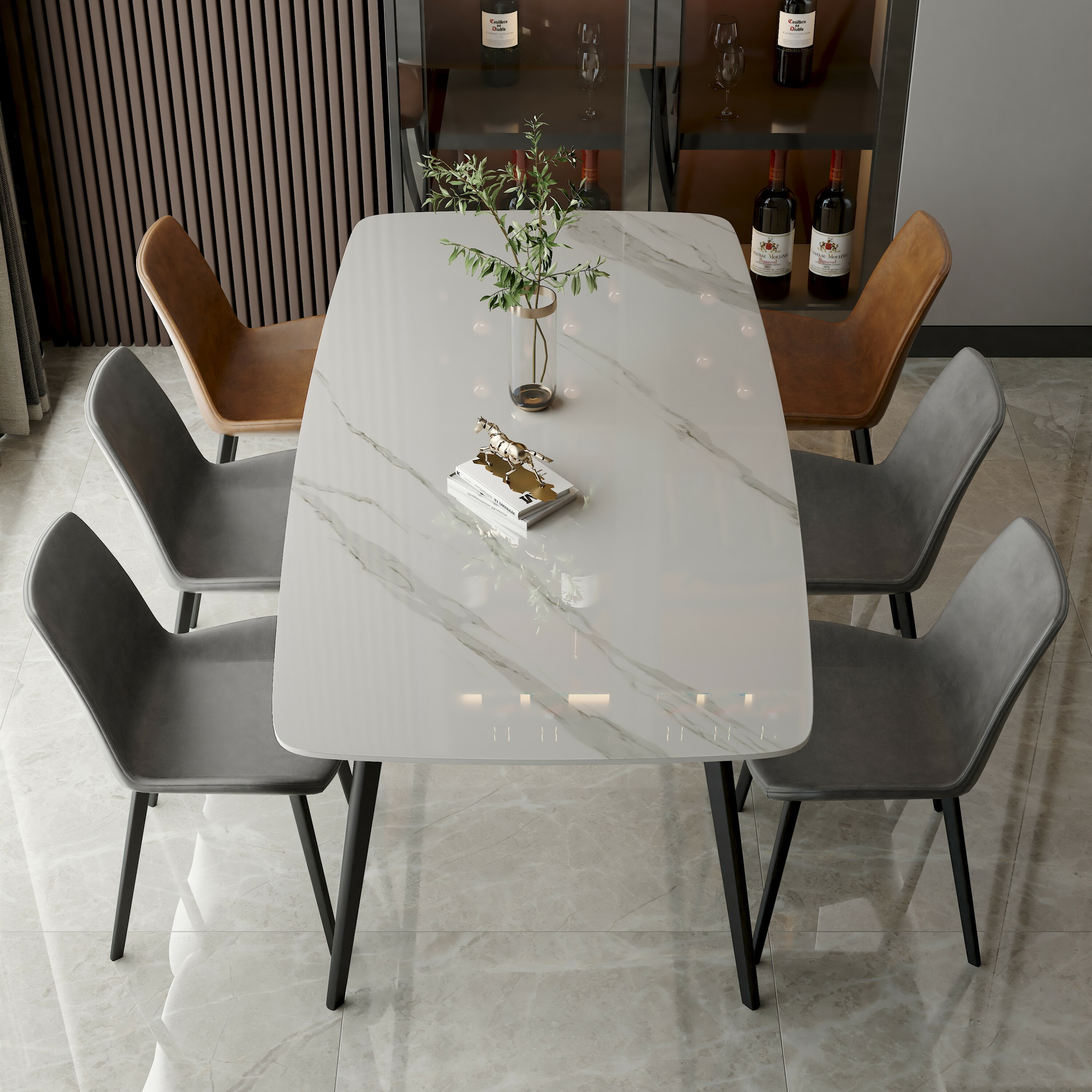 餐桌 椅子組合現代簡約 北歐長方形家用 小戶型