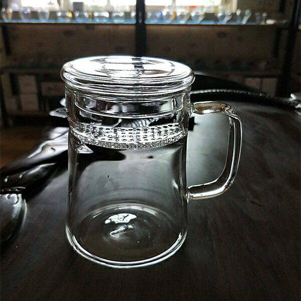 月牙杯綠濾茶杯耐熱玻璃杯男女創意辦公茶杯過濾帶蓋子透明泡茶器