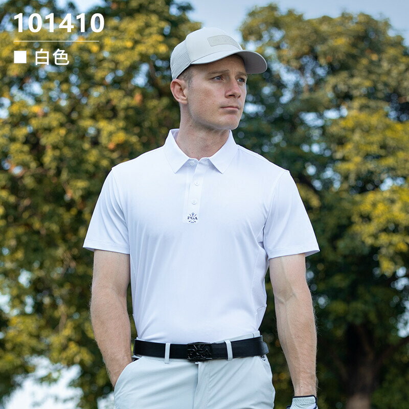 美國PGA 2025春夏高爾夫球服男裝polo速幹涼感短袖T恤無縫衣領透氣打孔