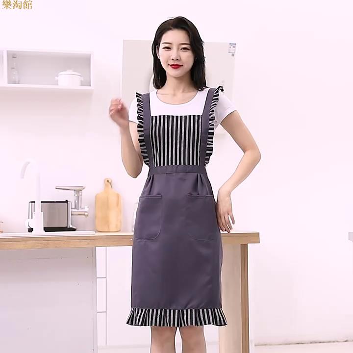 2022新款韓版時尚防污圍裙廚房家用餐廳咖啡店女同款定制logo印字